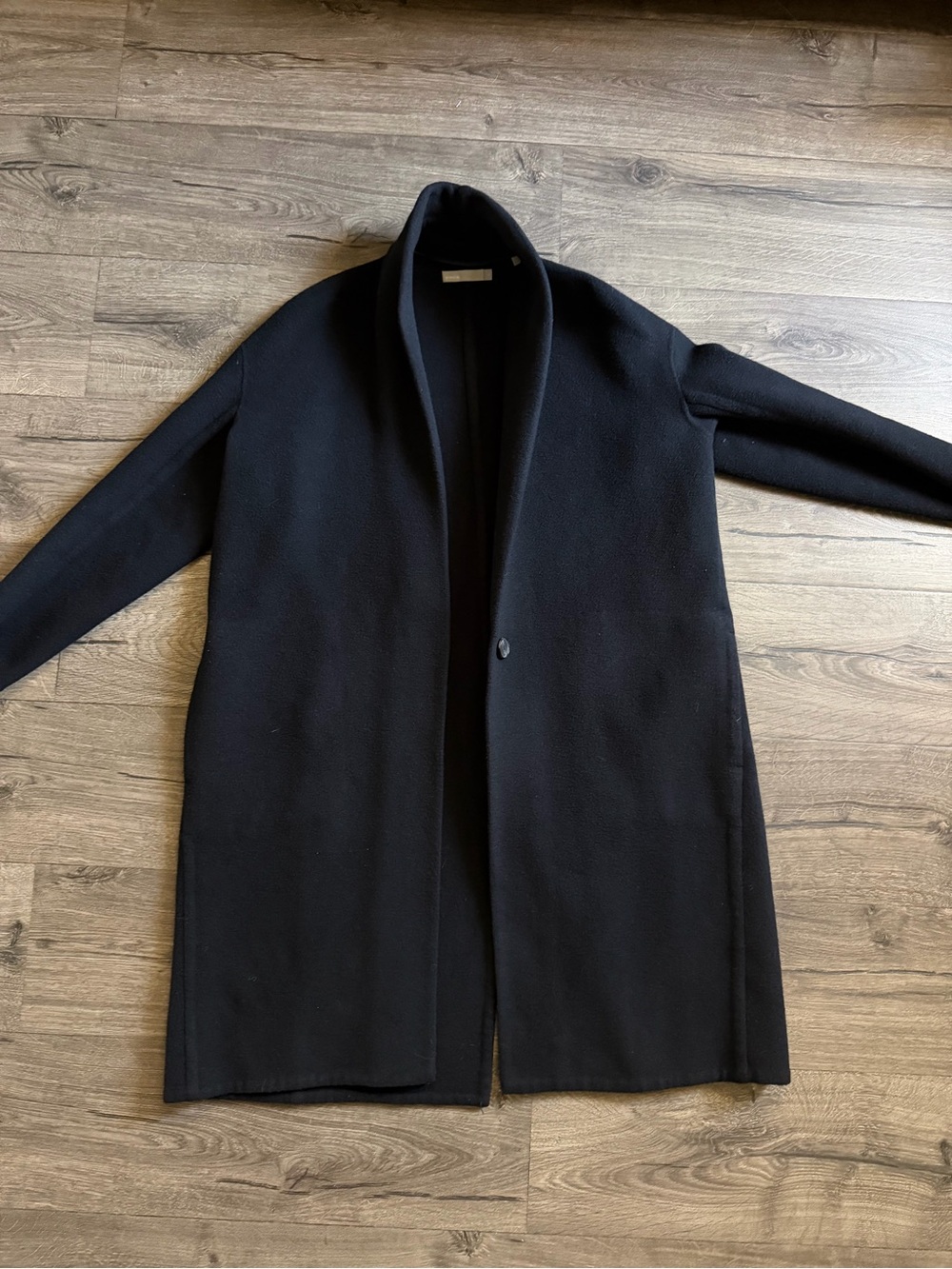 Vince Women’s One Button Long Coat  Wool Blend Black Size XS